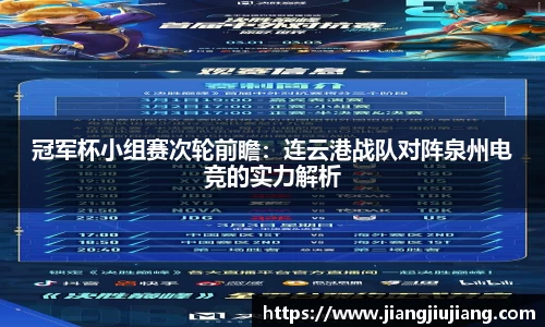 冠军杯小组赛次轮前瞻：连云港战队对阵泉州电竞的实力解析